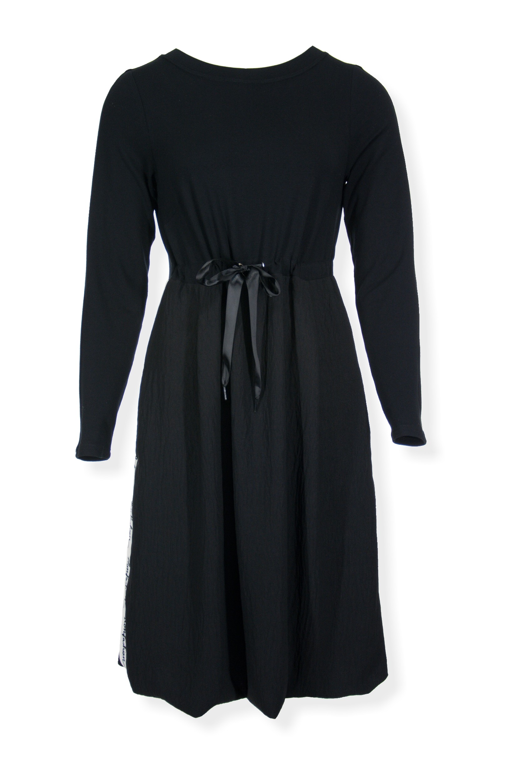 Šaty s dlouhým rukávem černé s lampasem