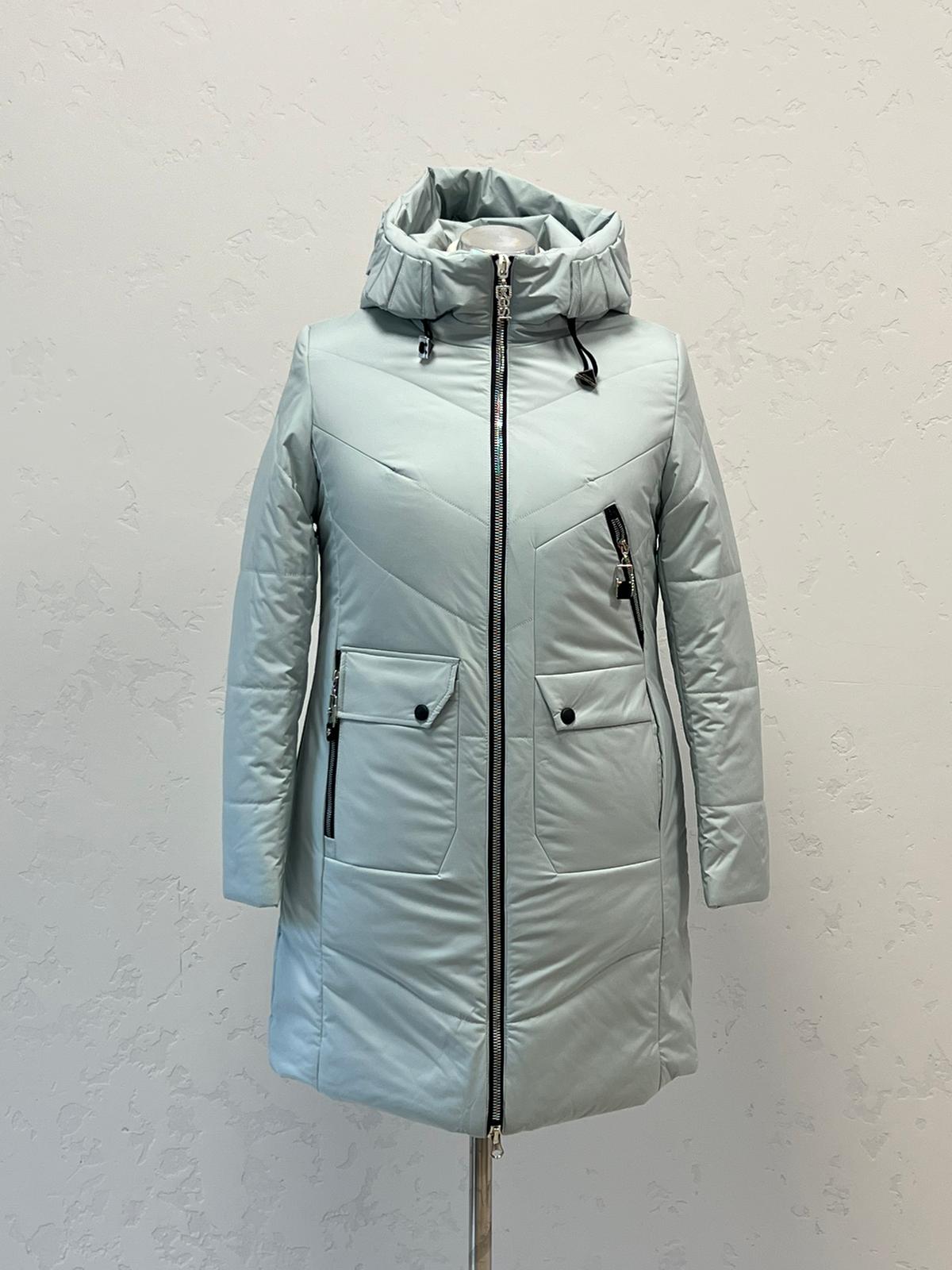 Dámská zimní bunda s kapucí mintová