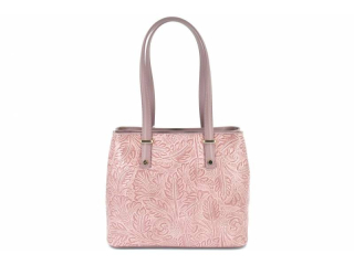Dámská kožená kabelka s vytlačeným vzorem růžová