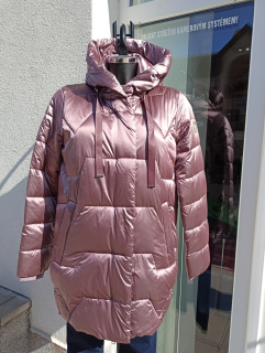 Dámská zimní bunda s kapucí starorůžová 